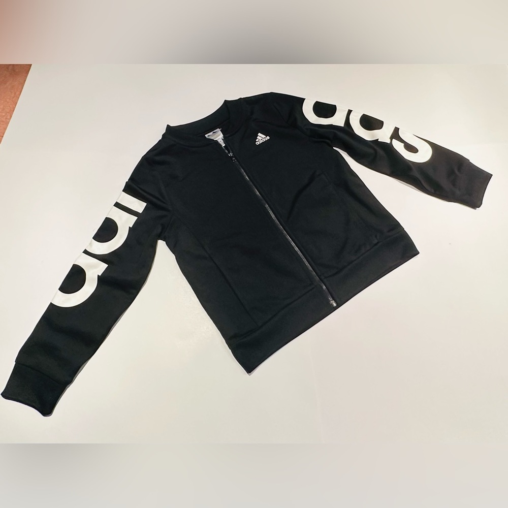 adidas Kids Black Jacket with White Accents